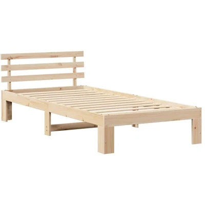 Image of vidaXL Natural Pine wood Bed Frame Solid 100 x 200 cm
