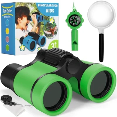 Image of Binoculars for Kids, Kids toys 3 4 5 6 7 8 Years Boys and Girls, Set with Magnifying Glass &amp; Compass Birthday Gifts Outdoor Toy Kid Ages Toddler Camping
