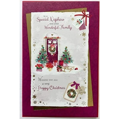Image of Wishing Well Studios Christmas Card Nephew and Family Happy
