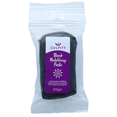 Image of Culpitt Modelling Paste, Black, Sugarpaste, Gumpaste For Cake Decorating, Flowers, Animals, Figures, Models Sets Hard, 100g