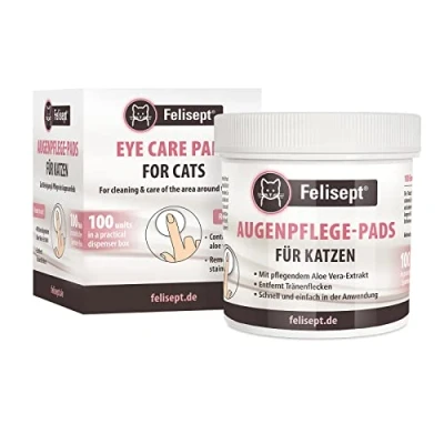 Image of Felisept eye care 100 Pads for Cats Against dirt and tear stone cleaning of the area With aloe vera extract