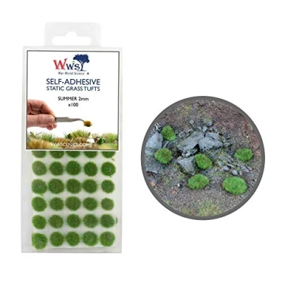 Image of War World Scenics Self Adhesive Static Grass Tufts x 100 Summer, 2mm Model Railway Wargame Scenery Railroad Modelling Diorama Miniature Hobby Tabletop
