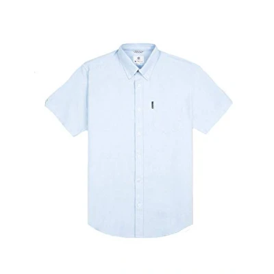 Image of Ben Sherman Mens Short Sleeve Button Down Collar Oxford Shirt 59140 Sky Blue