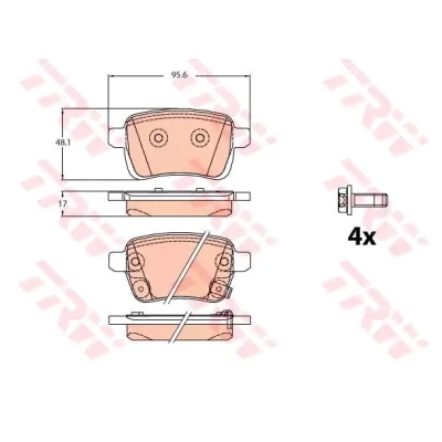 Image of 1605285, 95517078 brake pad set TRW GDB2093 with caliper screws accessories VAUXHALL: Corsa Mk4, Adam, Corsavan Mk4