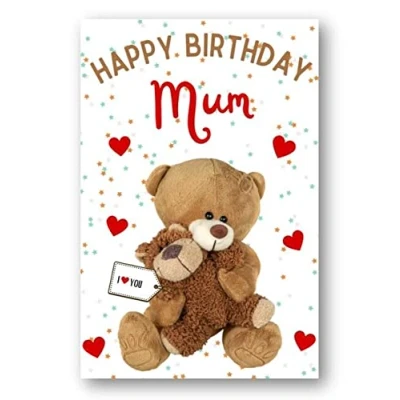 Image of Second Ave Mum I Love You Bear Cute Happy Birthday Card Greetings