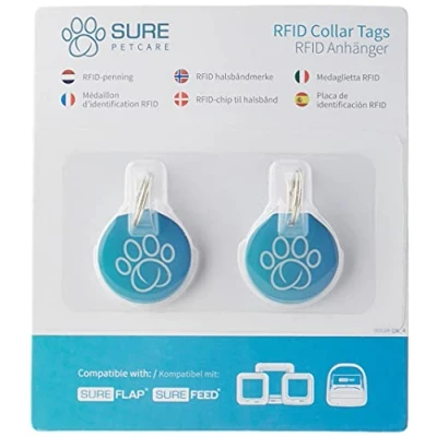 Image of Sure Petcare RFID Collar Tags, Compatible with SureFlap Microchip Cat Flaps &amp; Pet Doors, SureFeed Feeder Connect, Felaqua Pack of 2