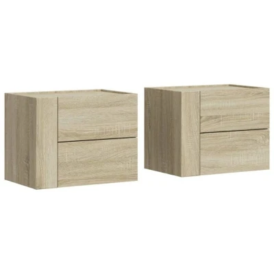 Image of vidaXL Wall mounted Bedside Cabinets 2 pcs Sonoma Oak 45x30x35 cm