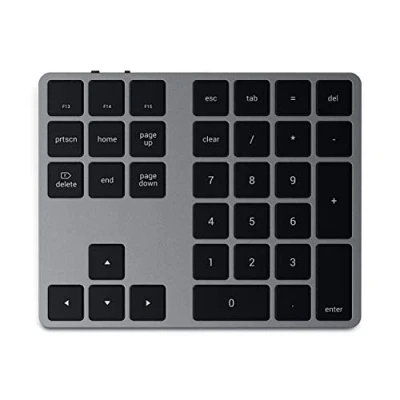 Image of Satechi Bluetooth Extended Numeric Keypad Slim Rechargeable 34 Key Numberpad For M2/ M1 MacBook Pro/Air, iPad M2 Mac Mini, iMac (Space Gray) US Layout
