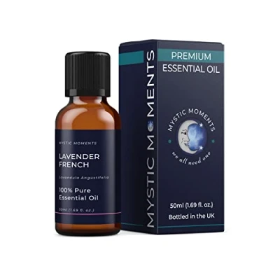 Image of Mystic Moments Lavender French Essential Oil 50ml Pure &amp; Natural for Diffusers, Aromatherapy Massage Blends Vegan GMO Free