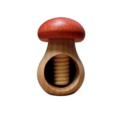Image of Wooden World Nutcracker made from natural beech wood VERY SOLID mushroom Red