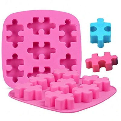 Image of MoldFun 2 Pack Puzzle Piece Silicone Molds for Making Chocolate Candy Gummy Jello Jelly Baking Cake Cookie Mini Soap Resin Wax Crayon Melt Ice Cube Tray