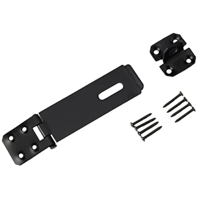 Image of Merriway BH04257 115mm (4.1/2 inch) Black Safety Hasp and Staple, Silver