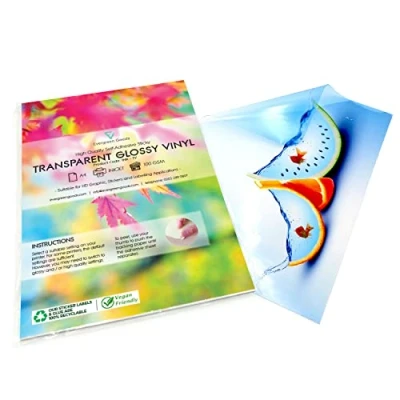 Image of Evergreen Goods A4 Transparent Sticker Vinyl 20 Sheets Clear Inkjet Printable Paper for Compatible with Cricut &amp; Silhouette Cutters Self Adhesive Transparency Film, Not Waterproof