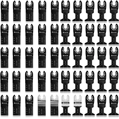 Image of MaxAwe 52 PCS Multitool Bla des, Oscillating Saw des Set Quick Release for Plastic Metal Cutting, Compatible with Dewalt Makita Milwaukee Decker and More