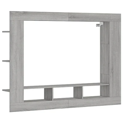 Image of vidaXL Wall Mounted Floating TV Cabinet in Grey Sonoma Engineered Wood Unit with Ample Storage Space, Sleek Modern Design for Living Room