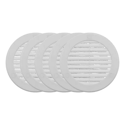 Image of Vent Systems ø100 mm / 4&#039;&#039; Inch White Soffit Cover Pack of 5 Round Air Louver Grille Built in Insect Screen HVAC Vents for Bathroom, Home Office, Kitchen