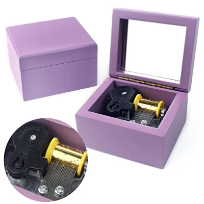 Image of Sinzyo Music Box Carved Wood Wind Up Musical Gift for Christmas,Birthday,Valentine&#039;s Day(Purple Box,Tune : Tune ANNIE&#039;S SONG)