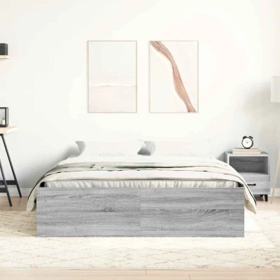 Image of vidaXL Bed Frame without Mattress Grey Sonoma 140x200 cm
