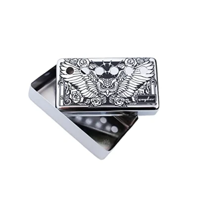 Image of Guyker Humbucker Pickup Cover (50mm/52mm Pole Spacing) Cupronickel Bridge and Neck Pickups Frame Set Replacement Parts for Les Paul LP Style Electric Guitar, Eagle Style, Chrome