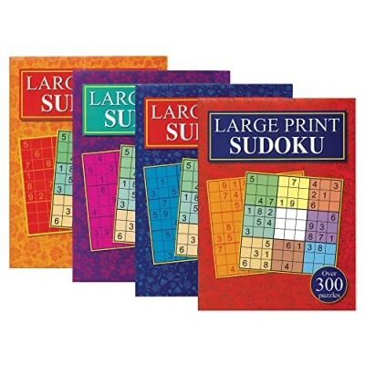 Image of WF Graham Large Print Sudoku Puzzle Books for Adults and Teens Pack of 4 Activity Book Set with over 300 Puzzles Each