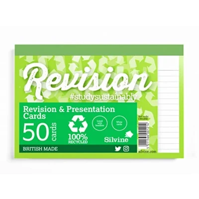 Image of Silvine Luxpad Revision A6 Recycled Flash Cards Lined (50 Cards) White, (CR50RE)