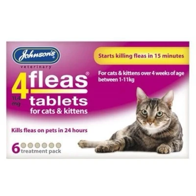 Image of Johnsons 4 Fleas Tablets for Cats &amp; Kittens x 6 50g Bulk Deal of 6x