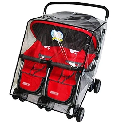 Image of Universal Waterproof Twins Baby Stroller Pushchair Raincover Side by Double Buggy Pram Transparent PVC Rain Cover for Most