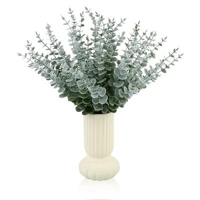 Image of Tuocal 45 Pcs Artificial Eucalyptus Stems Leaves, Real Touch Faux Branches for Flower Arrangement Home Wedding Party Table Centerpiece Decoration, Grey Green