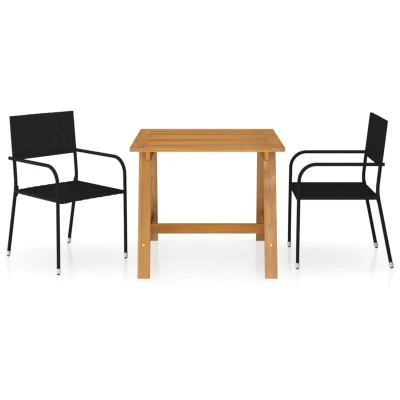 Image of vidaXL 3 Piece Garden Dining Set Black