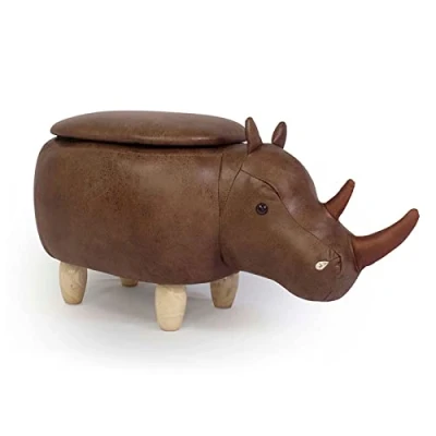 Image of Ottoman Footstool Storage Boxes Adults Foot Stool Rest Rhino Footstools Pouffes Multifunction Stools Chair For Living Room Bedroom (Rhinoceros)