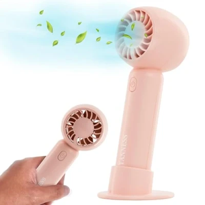 Image of TANNESS Handheld Fan, Hand Held USB Rechargeable Portable Fan Foldable, 3 Speeds Standing with Detachable Base Mini Table Desk Quiet