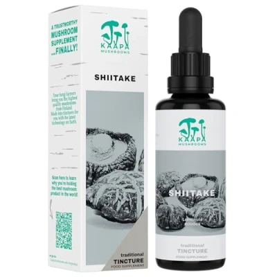 Image of KAAPA MUSHROOMS Shiitake Mushroom Extract Tincture Potent Ultrasonic Extraction High Potency Supplement for Immunity &amp; Wellbeing Grown in Finland 50ml
