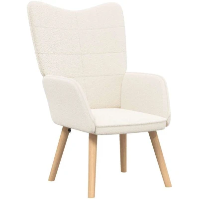 Image of vidaXL Relaxing Chair Cream Curly Wool like Fabric
