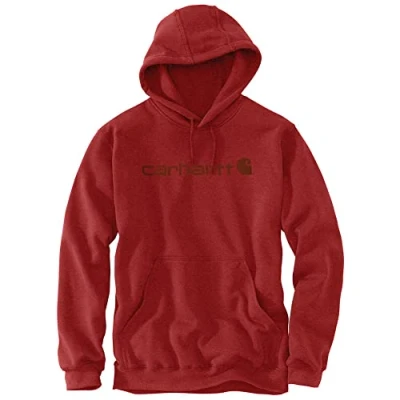 Image of Carhartt Men&#039;s Loose Fit Midweight Logo Graphic Sweatshirt, Chili Pepper Heather, S