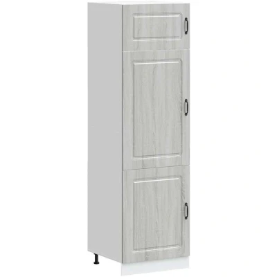 Image of vidaXL kalmar grey sonoma kitchen cupboard cabinet engineered wood storage with adjustable feet, 60x57x207cm