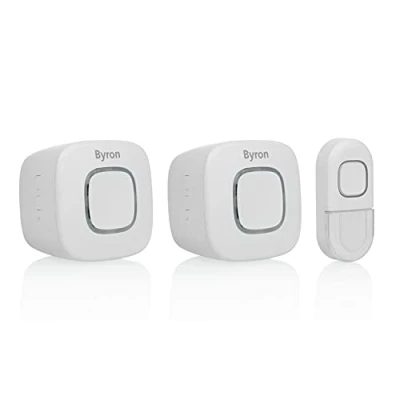 Image of Byron Wireless Portable Doorbell Set Smart Control 200m Range 8 Melodies Volume Colourful Visual Alert System White DBY 24724UK