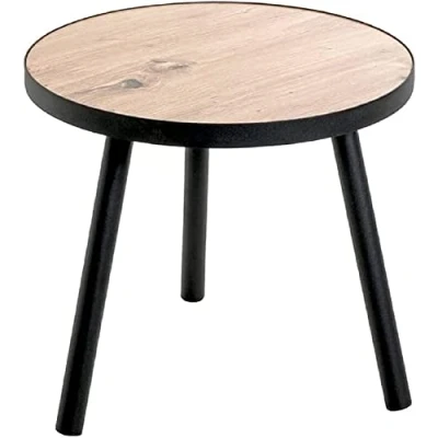 Image of HAKU Mobel End Table Oak, Black, Mdf, Metal Size: H 37 cm X Ø 40 cm, Style: Modern