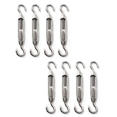 Image of M4 Turnbuckle 304 Stainless Steel Hook and Wire Rope Tension Pack of 8