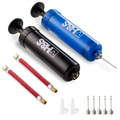 Image of H&amp;S 2 Inflator Ball Pump with Needle Pins Valve Adapter Adaptor Set for Football Basketball
