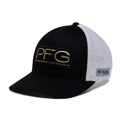 Image of Columbia Unisex&#039;s PFG Hooks Mesh Ball Cap, Black/Gold, XXL