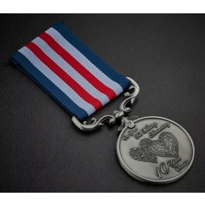 Image of The Commemorative Coin Company On Your 10th Tin Wedding Anniversary Long Service Medal. Gift/Present. Silver