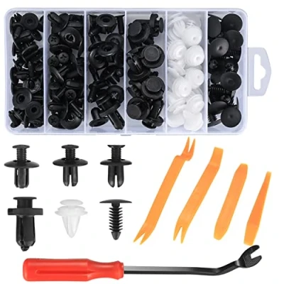 Image of 100 Pcs Car Body Trim Clips, Retainer Universal Auto Plastic Nylon Rivet Clips for Door Bumper Fasteners Rivets, with Panel Removal Pry Tool