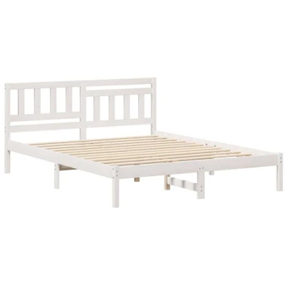 Image of With Headboard White 150 x 200 cm Solid pine wood Vidaxl
