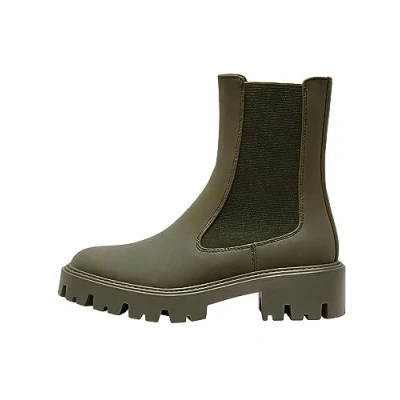 Image of ONLY Women&#039;s Onlbetty 6 Monochrome PU Boot Noos Ankle, Forest green, 5 UK