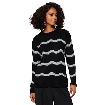 Image of Trendyol FeMan Oversize Basic Crew Neck Knitwear Sweater,Black,S
