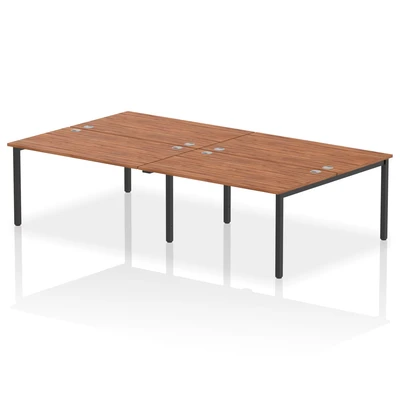 Image of Impulse Bench B2B 4 Person 1400 Black Frame Office Desk Walnut