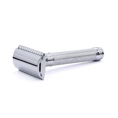 Image of Edwin Jagger DE89KN14BL Reusable Classic Double Edge Safety Razor for Men (Knurled)