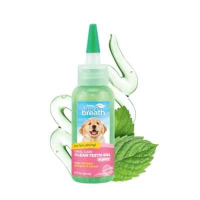 Image of TropiClean Fresh Breath Puppy Teeth Cleaning Gel No Brushing Dental Care Freshener Oral Complete Solution Helps Remove Plaque &amp; Tartar, For Puppies, 59ml