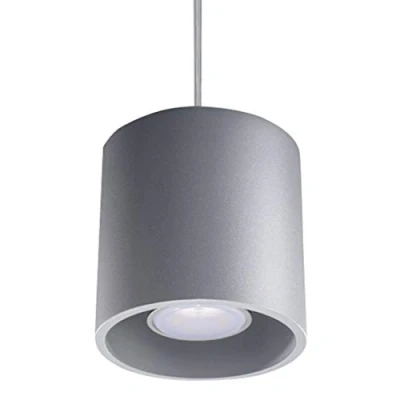 Image of SOLLUX lighting Orbis Pendant Luminaire Modern Design with Cylindrical Shade Made of Aluminium, Replaceable GU10 Bulb Grey, 10 x 110 cm