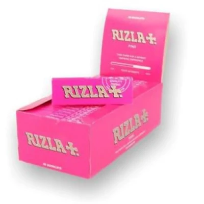Image of RIZLA Pink Regular Size Slim Cigarette Rolling Paper Pack of 50, 250 g